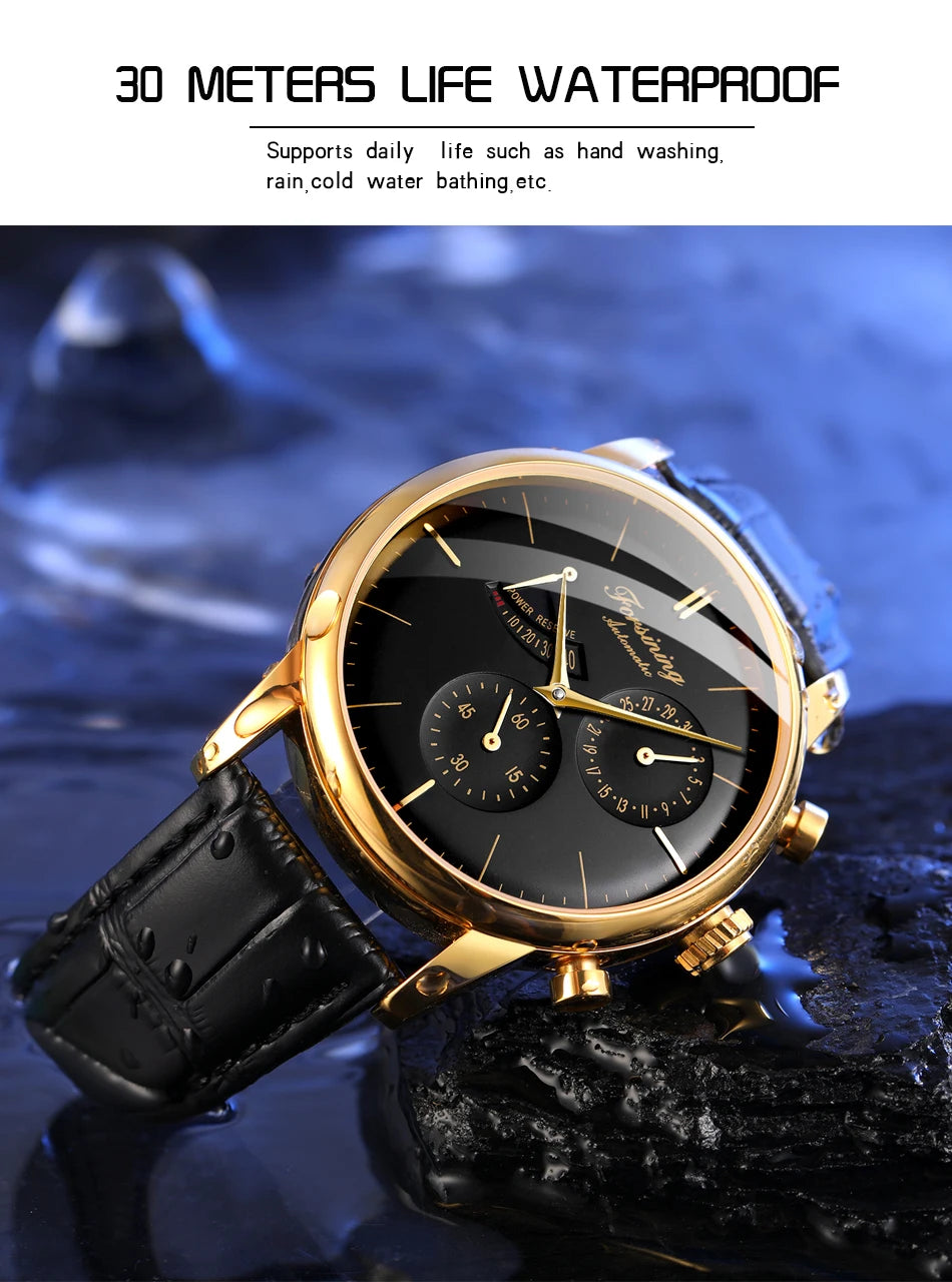 Excellence Official Power Reserve Date Automatic Rare Men Watches Leather High Quality Elegant Male Mechanical Wristwatches