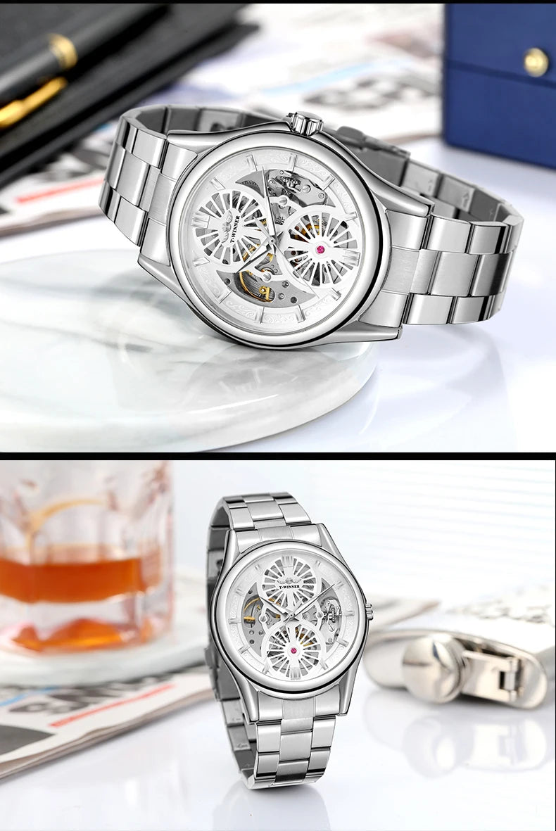 Excellence New Design Winner Original Wrist Watches Luminous Transparent Skeleton Automatic clockwork Luxury automatic