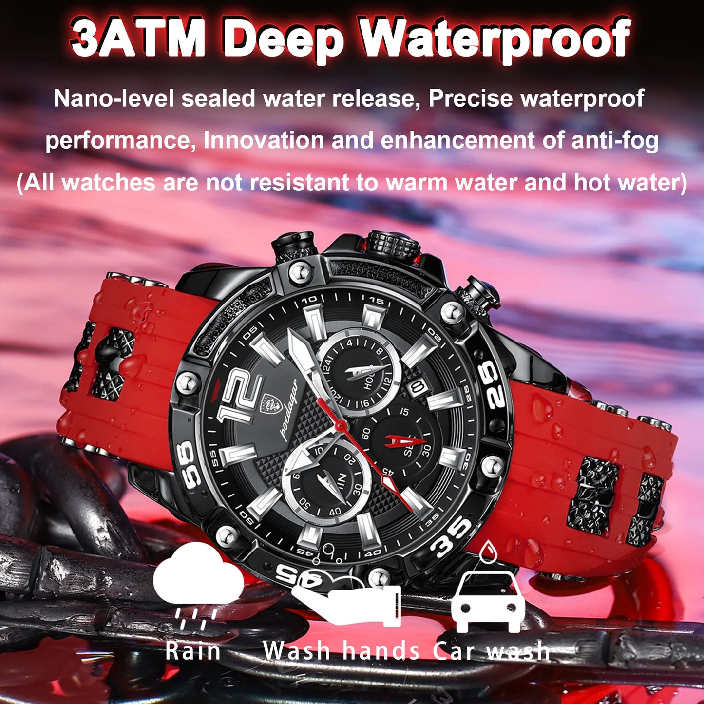 Excellence Luxury Man Wristwatch Sport Chronograph Waterproof Luminous Date Watches for Men Casual Quartz Silicone Men Watch