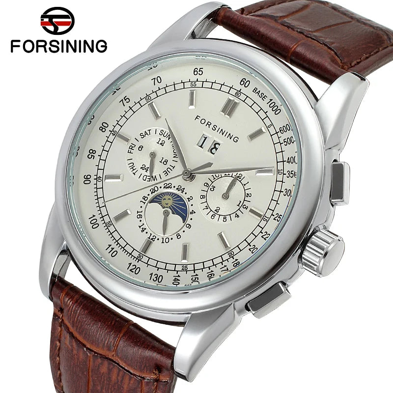 Excellence Moon Phase Multifunctional Automatic Man Watch Mechanical Waterproof Leather High-End Luxury Elegant Wrist watch