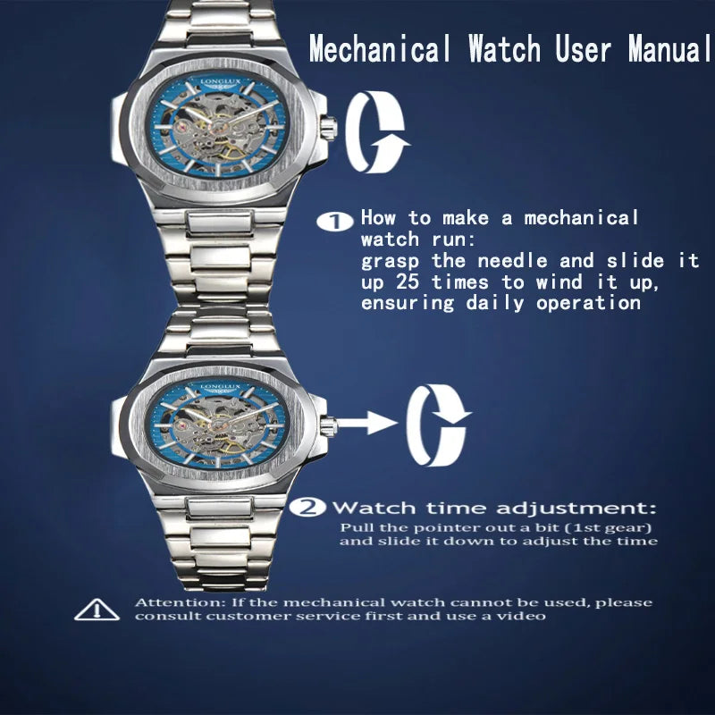 Excellence automatic watch luxury wholesale mechanical wristwatches stainless steel skeleton waterproof  men's watch