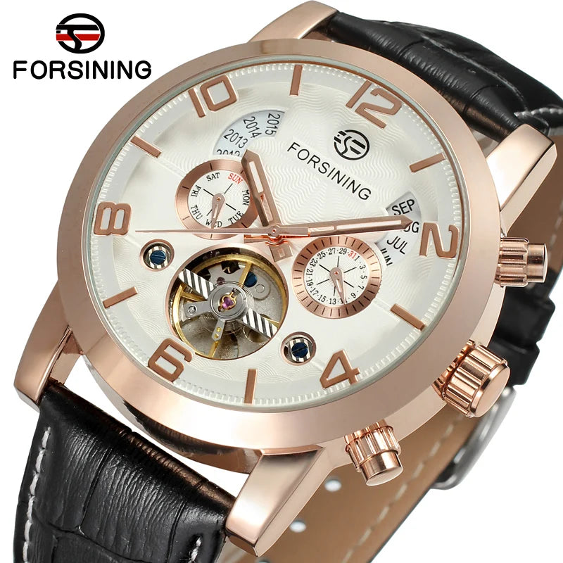 Excellence Fashion Mechanical Male Wristwatches Tourbillon Waterproof Leather Strap Regulator Watches With Perpetual Calendar