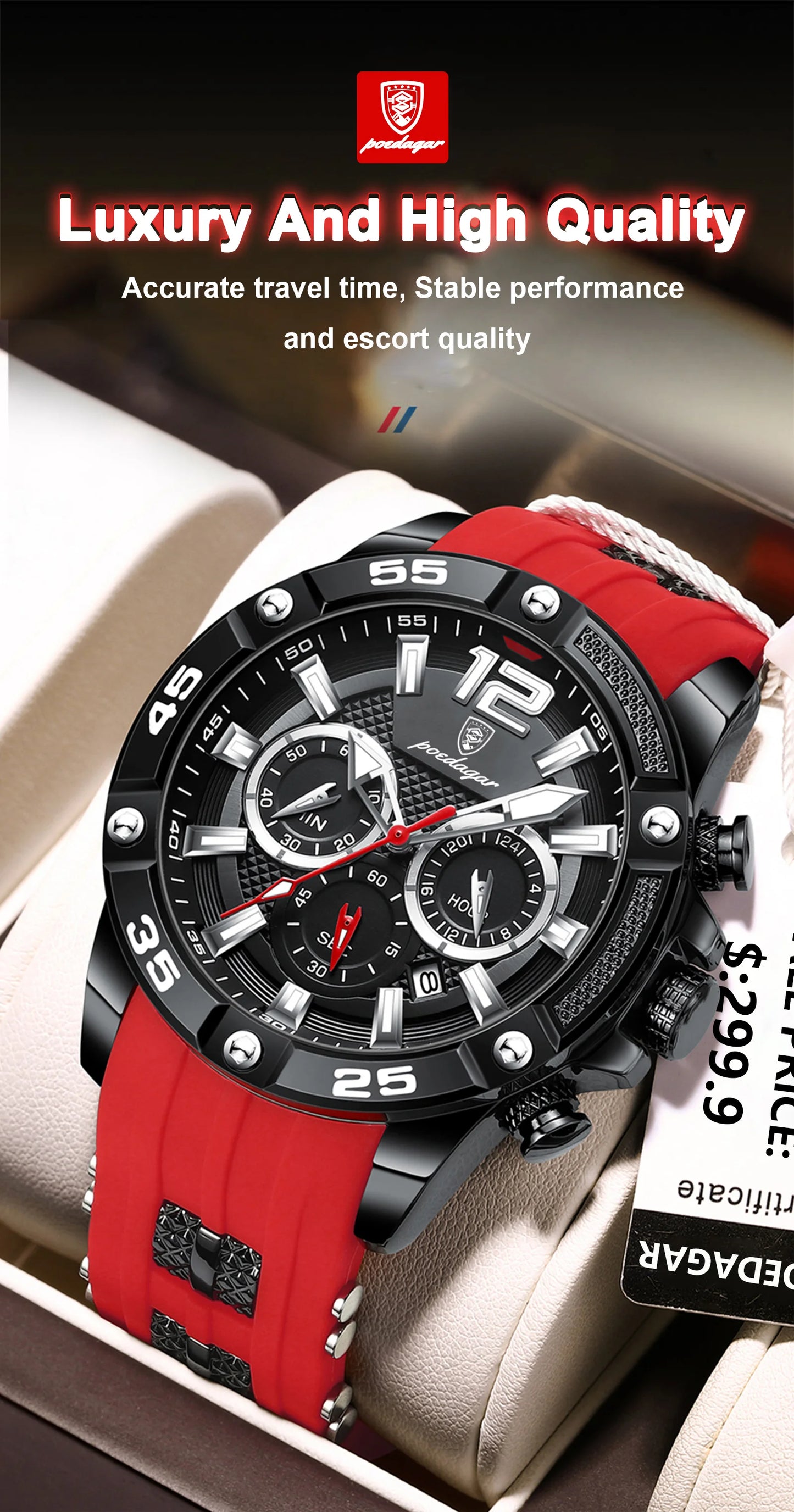 Excellence Luxury Man Wristwatch Sport Chronograph Waterproof Luminous Date Watches for Men Casual Quartz Silicone Men Watch