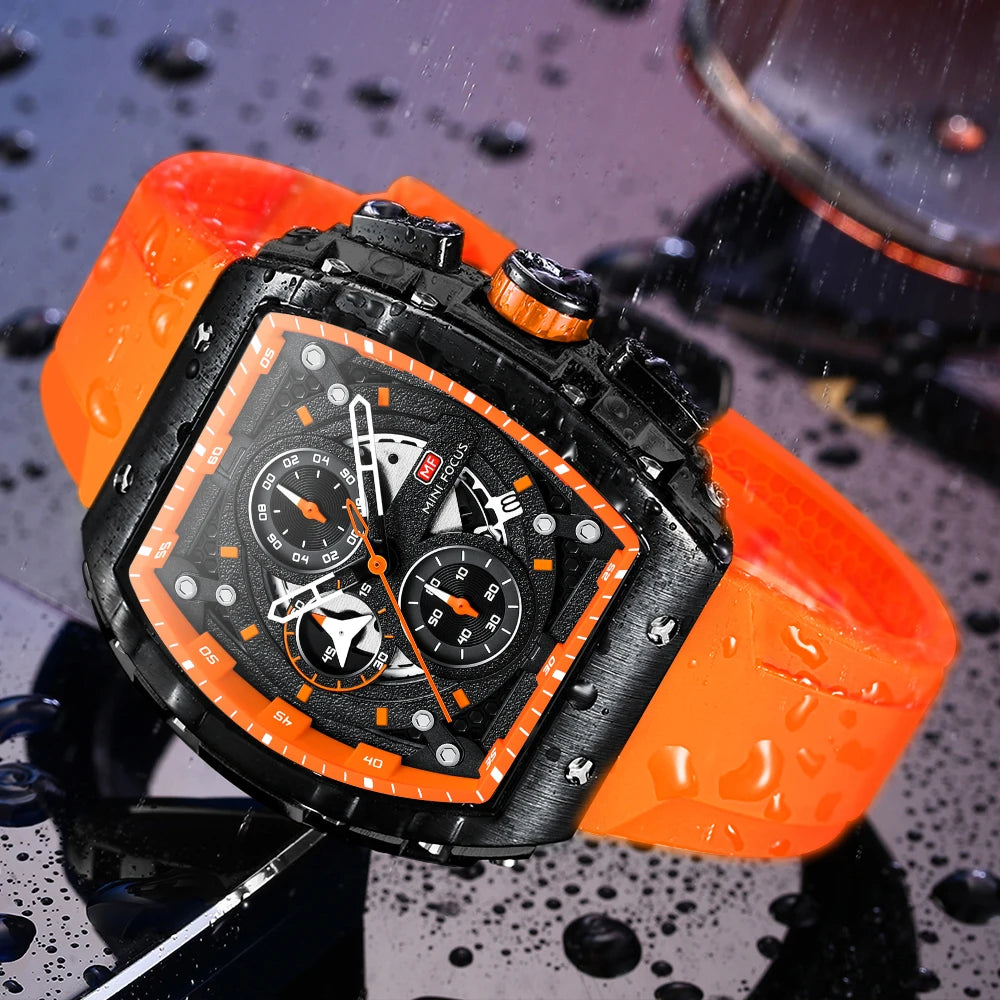 Excellence Sports Multifunctional Quartz Watch for Men Calendar Chronograph Waterproof Silicone Strap Fashion Men's Watches 2024