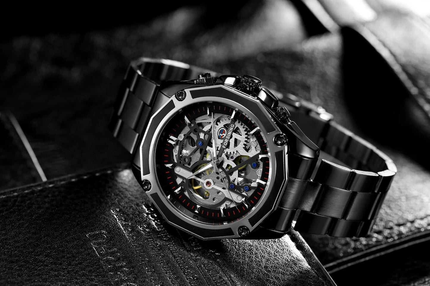 Excellence Stainless Steel Skeleton Mechanical Watch Male Automatic Movement Man Wrist Watches Waterproof High End Luxury watch