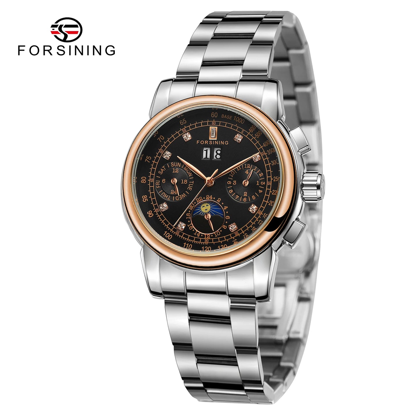 Excellence Women Automatic Mechanical Fashion Luxury Wrist Watches Ladies Diamond Moon Phase Multifunctional.