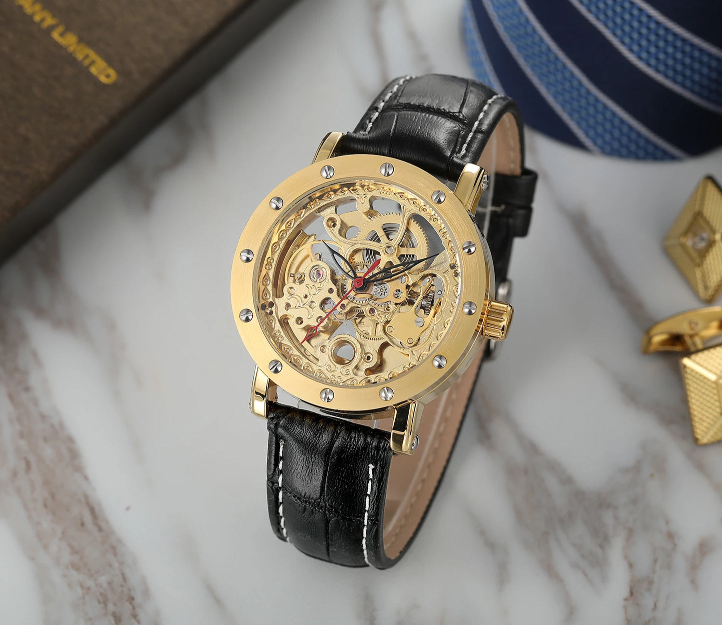 Excellence High Quality  men's watches Top Brand Luxury Hollow Skeleton Mechanical Automatic wristwatch  automatic