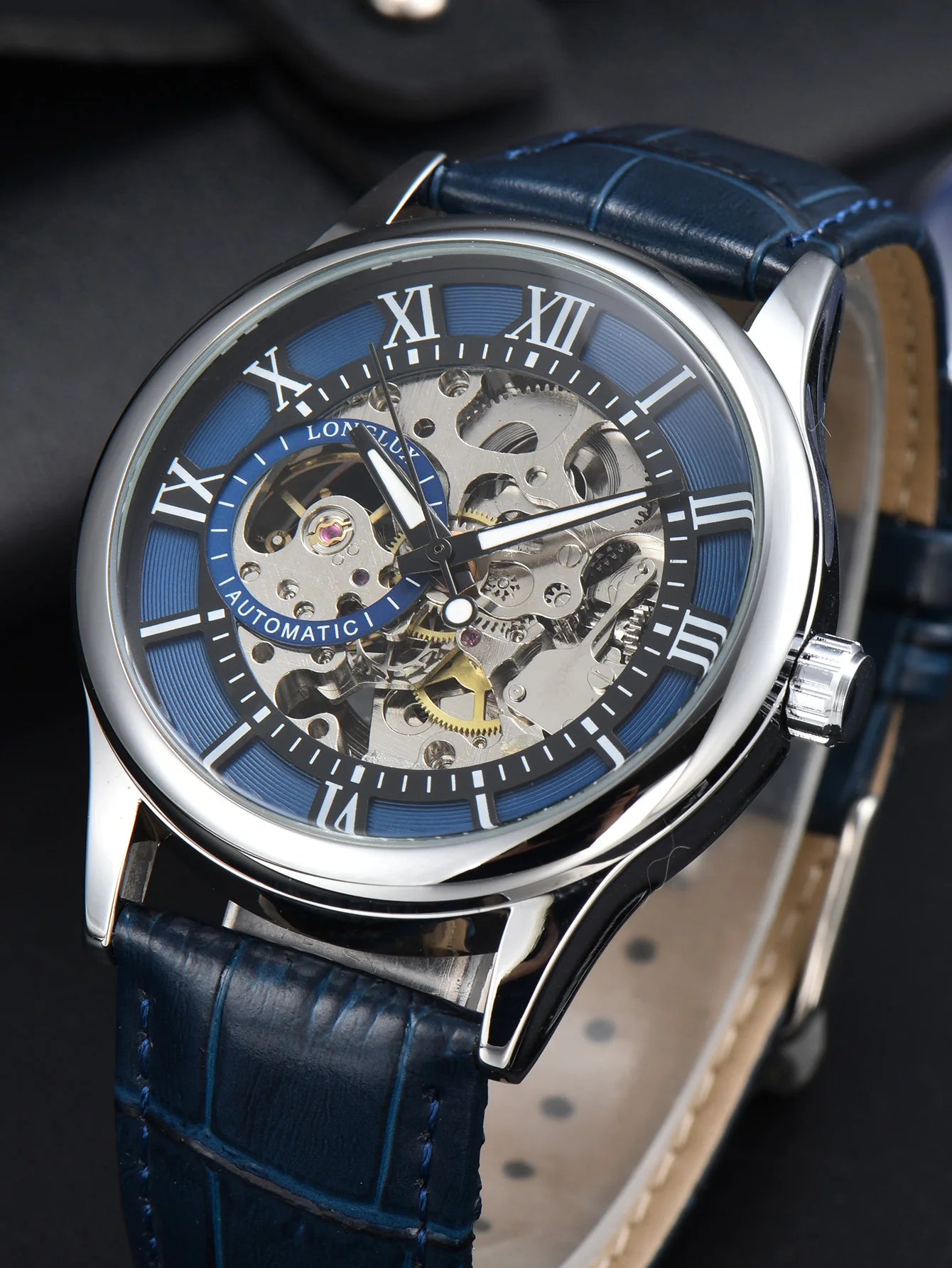 Excellence automatic watch rome wholesale mechanical wristwatches waterproof hollow leather mens watch men gift