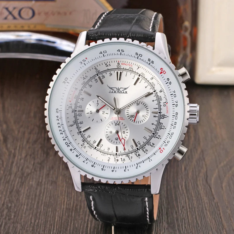 Excellence Original Replica Big Dial Multifunctional Automatic Man Watch Leather Vintage Mechanical Waterproof Men Watch.