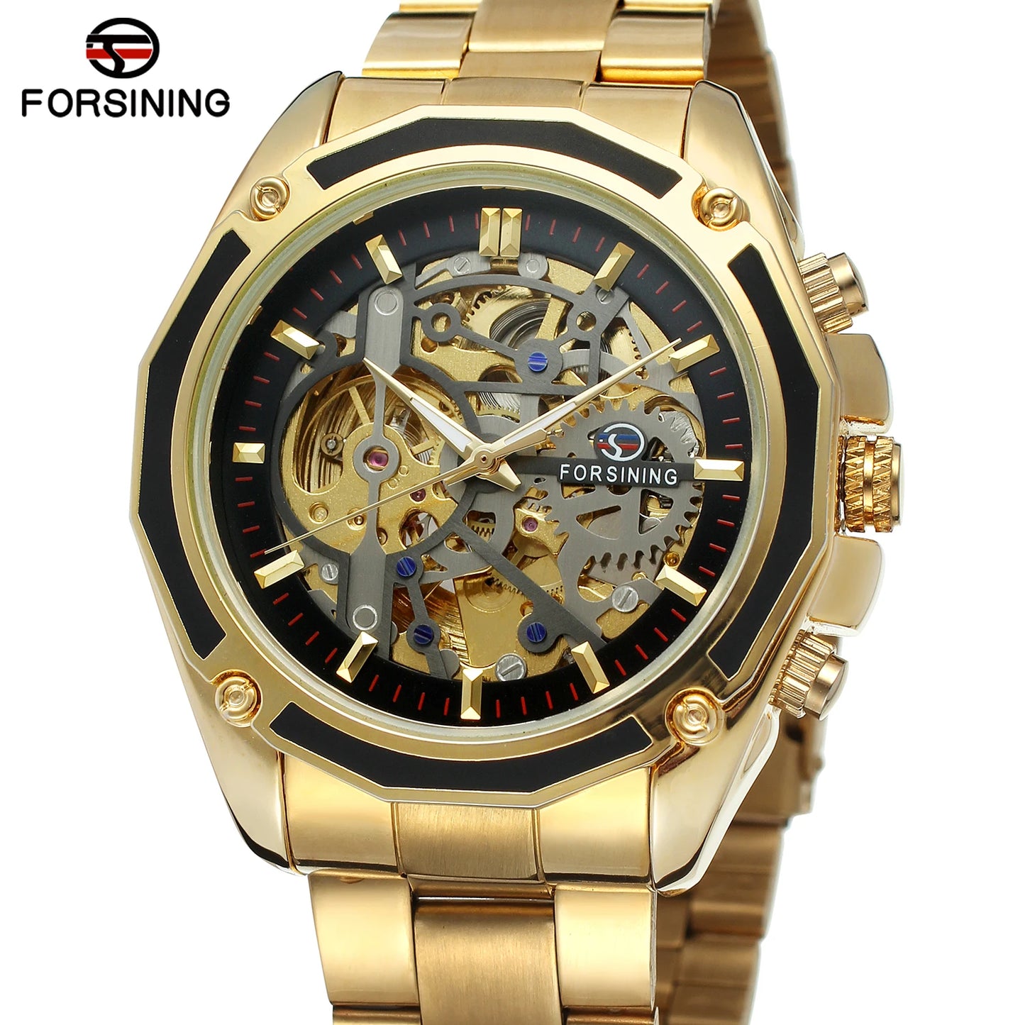 Excellence Stainless Steel Skeleton Mechanical Watch Male Automatic Movement Man Wrist Watches Waterproof High End Luxury watch