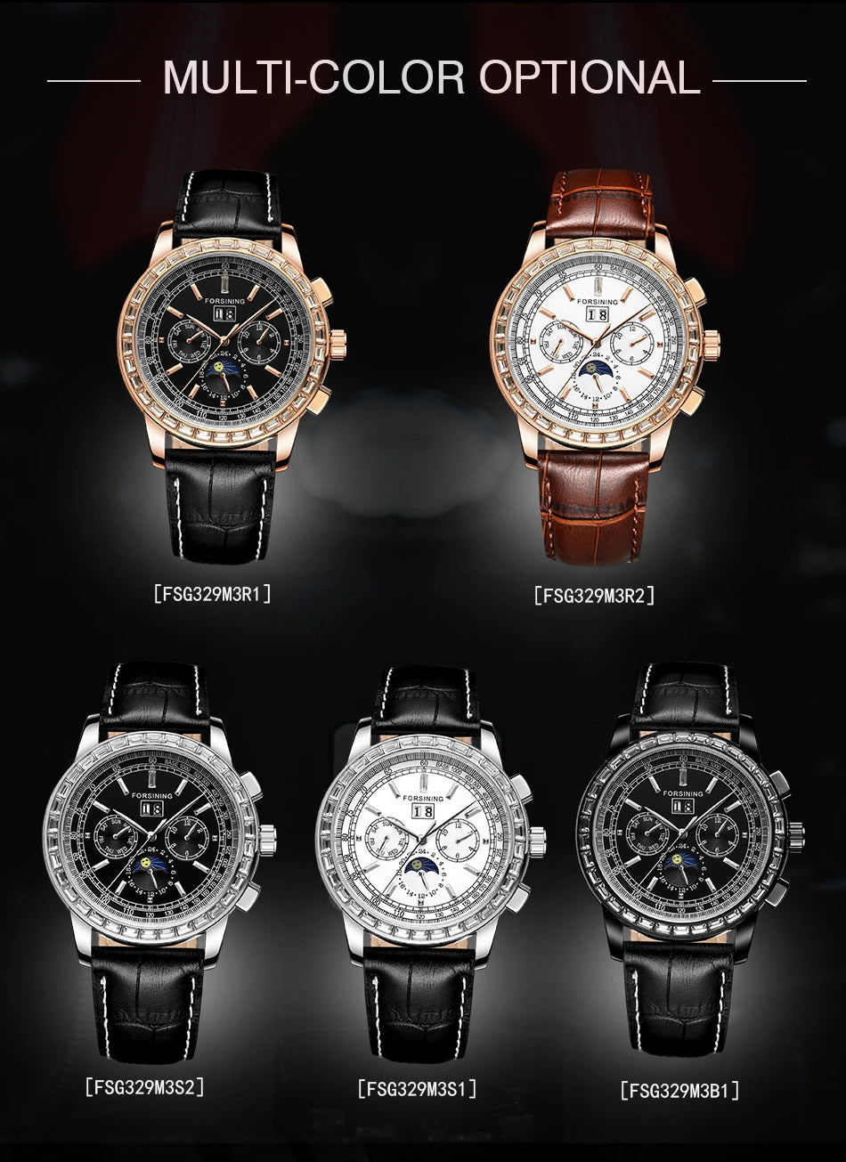 Excellence Big Diamond Dial Moon Phase Automatic Watch For Man and Woman Couple Mechanical Waterproof High-End Luxury Watch