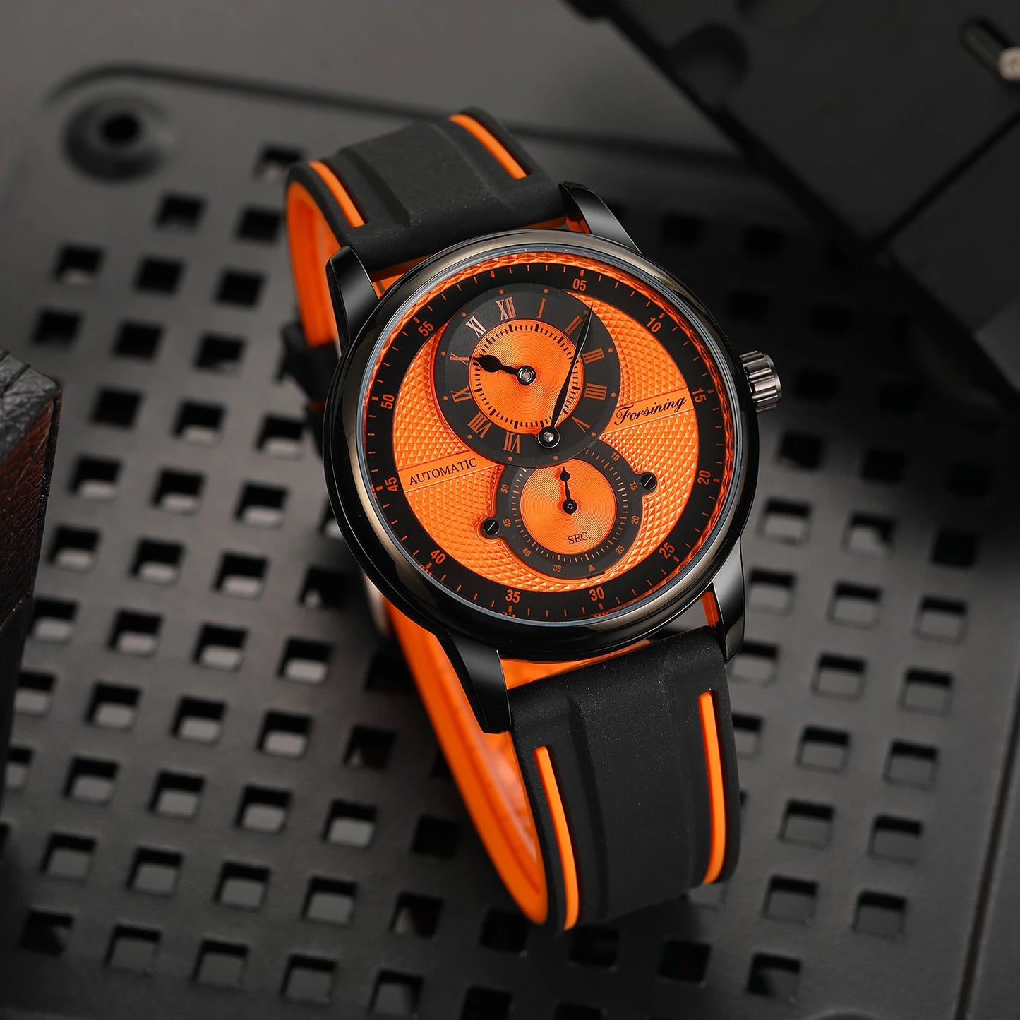 Excellence Red Casual Automatic Mechanical Watches Rubber strap Waterproof Men's Watch Top Brand Luxury Watch