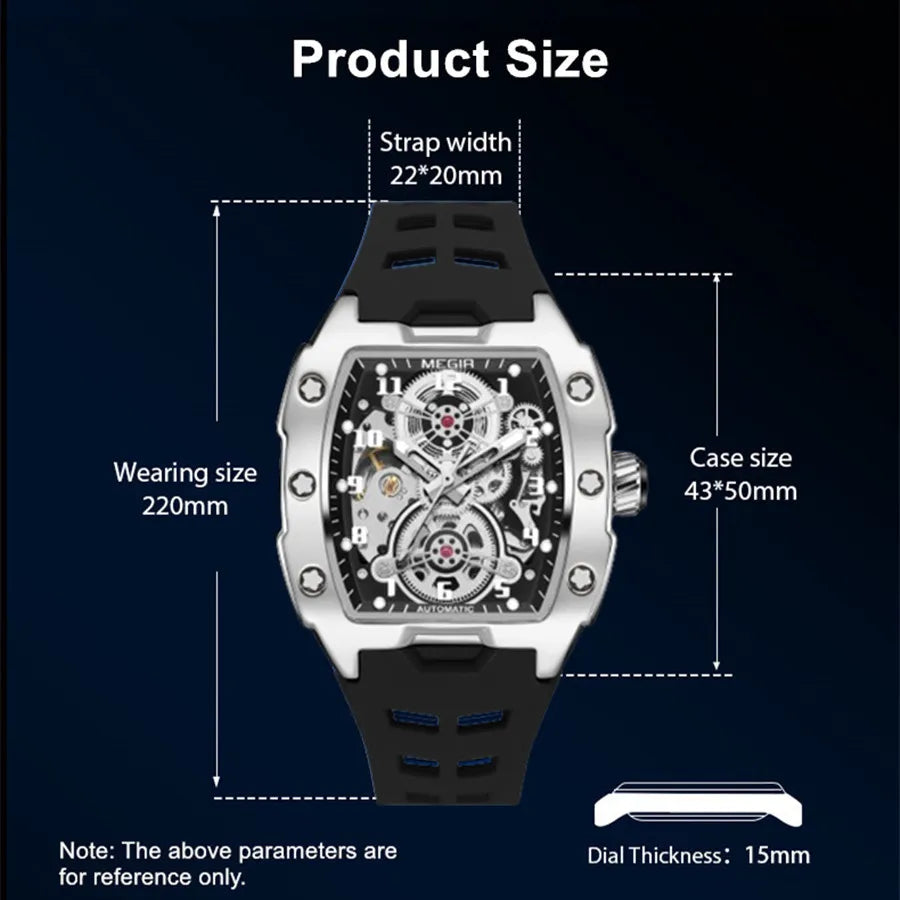 Excellence Fashion Mechanical Watch for Men Sport Hollowed Out Automatic Wristwatch Luminous Waterproof