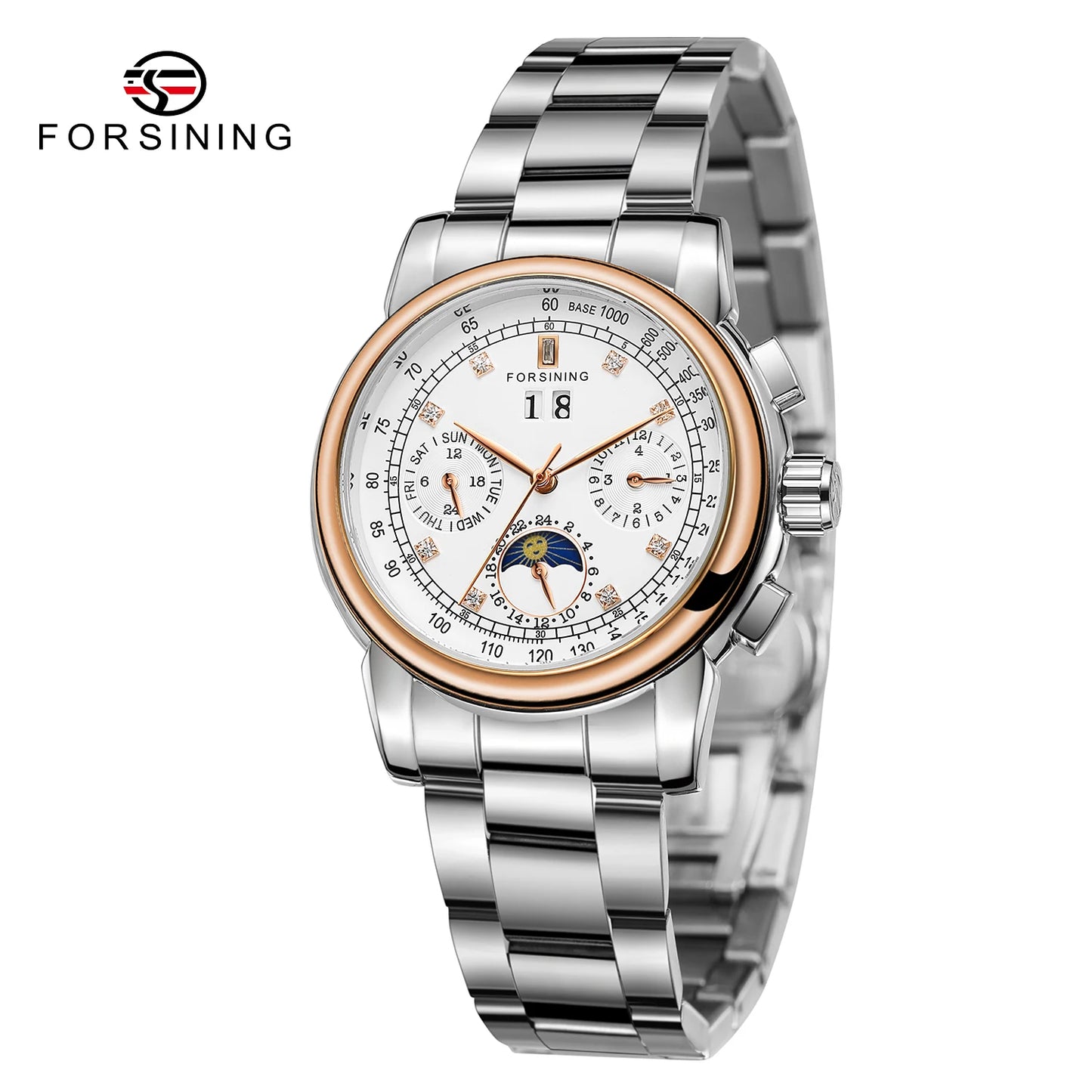 Excellence Women Automatic Mechanical Fashion Luxury Wrist Watches Ladies Diamond Moon Phase Multifunctional.