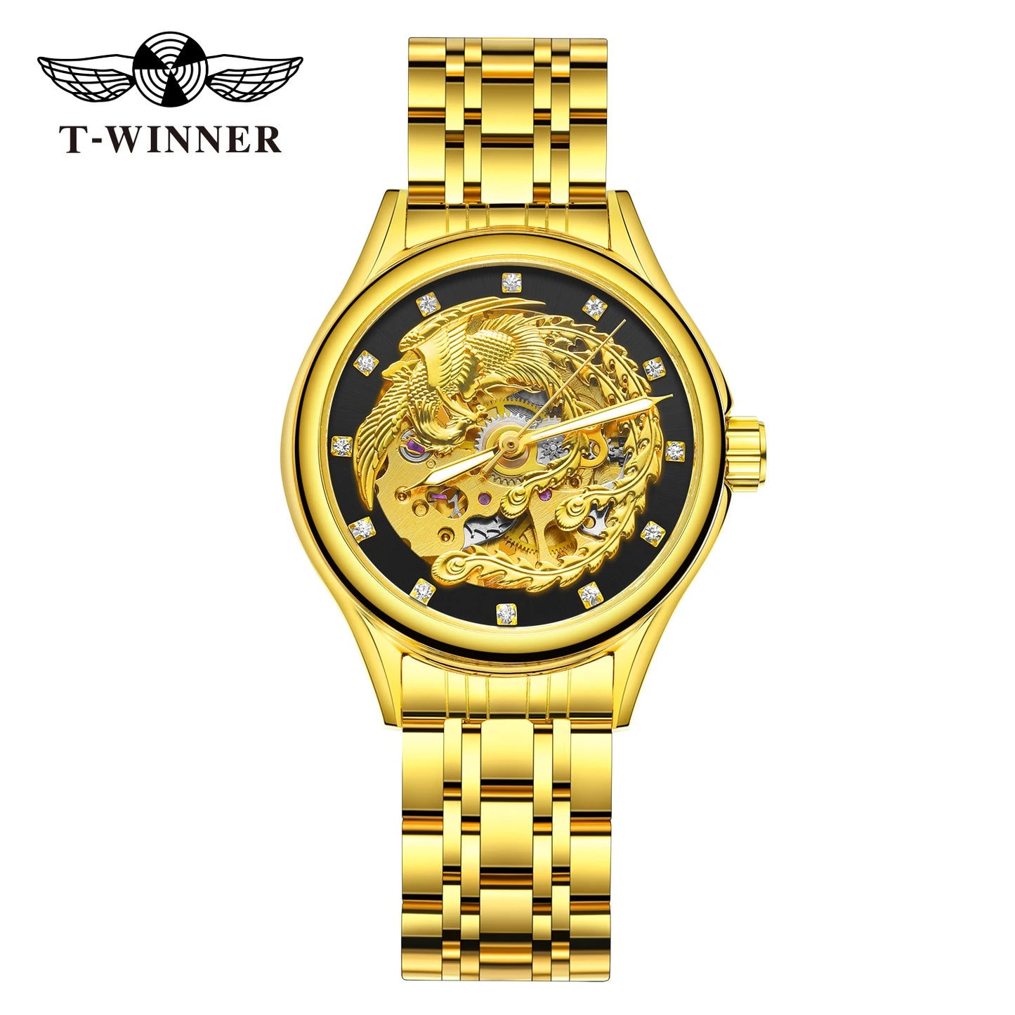 Excellence Skeleton Dial Golden Phoenix Women Fashion Automatic Watch Luxury Waterproof Mechanical Girl Wrist Lady Watch