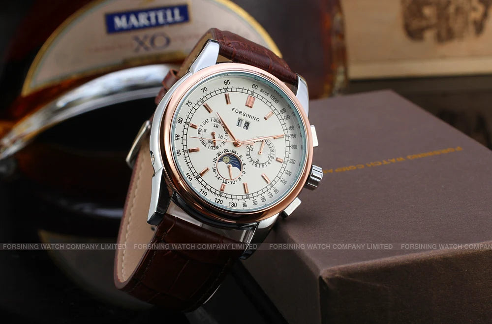 Excellence Moon Phase Multifunctional Automatic Man Watch Mechanical Waterproof Leather High-End Luxury Elegant Wrist watch