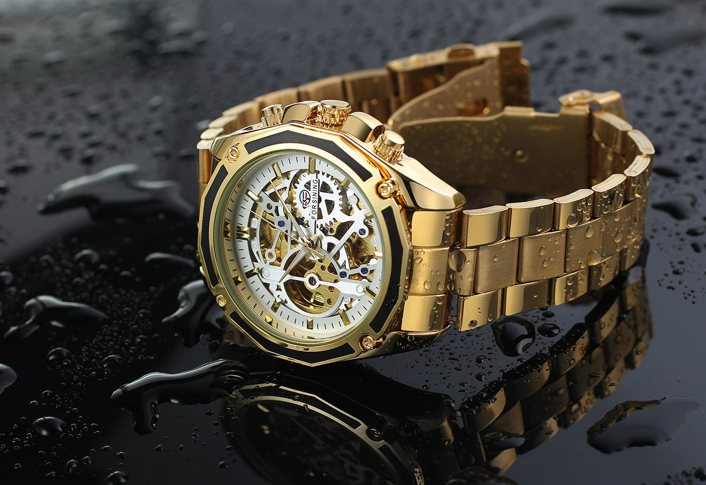 Excellence Stainless Steel Skeleton Mechanical Watch Male Automatic Movement Man Wrist Watches Waterproof High End Luxury watch