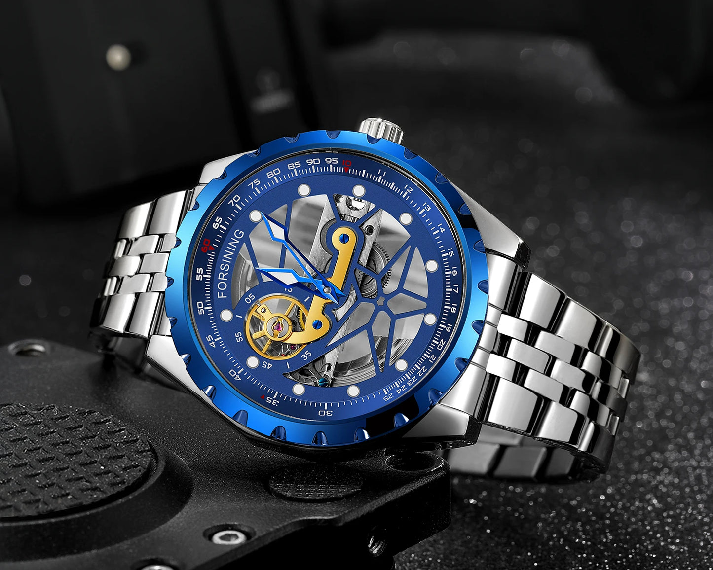 Excellence New Luxury Stainless Steel Skeleton Tourbillon Automatic Movement Man Watch Mechanical  Waterproof Luminous Male Wrist Watch