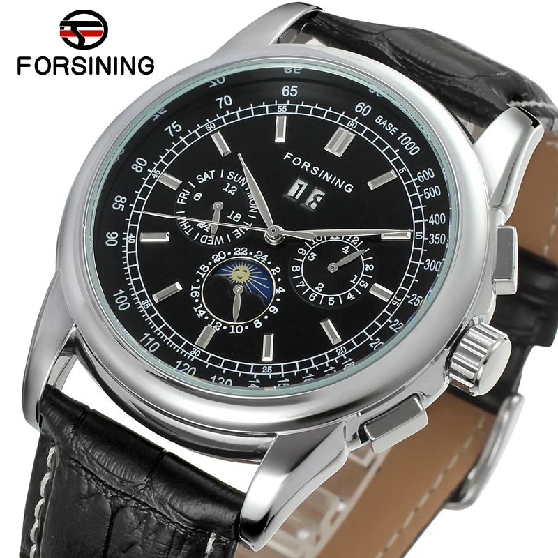 Excellence Moon Phase Multifunctional Automatic Man Watch Mechanical Waterproof Leather High-End Luxury Elegant Wrist watch