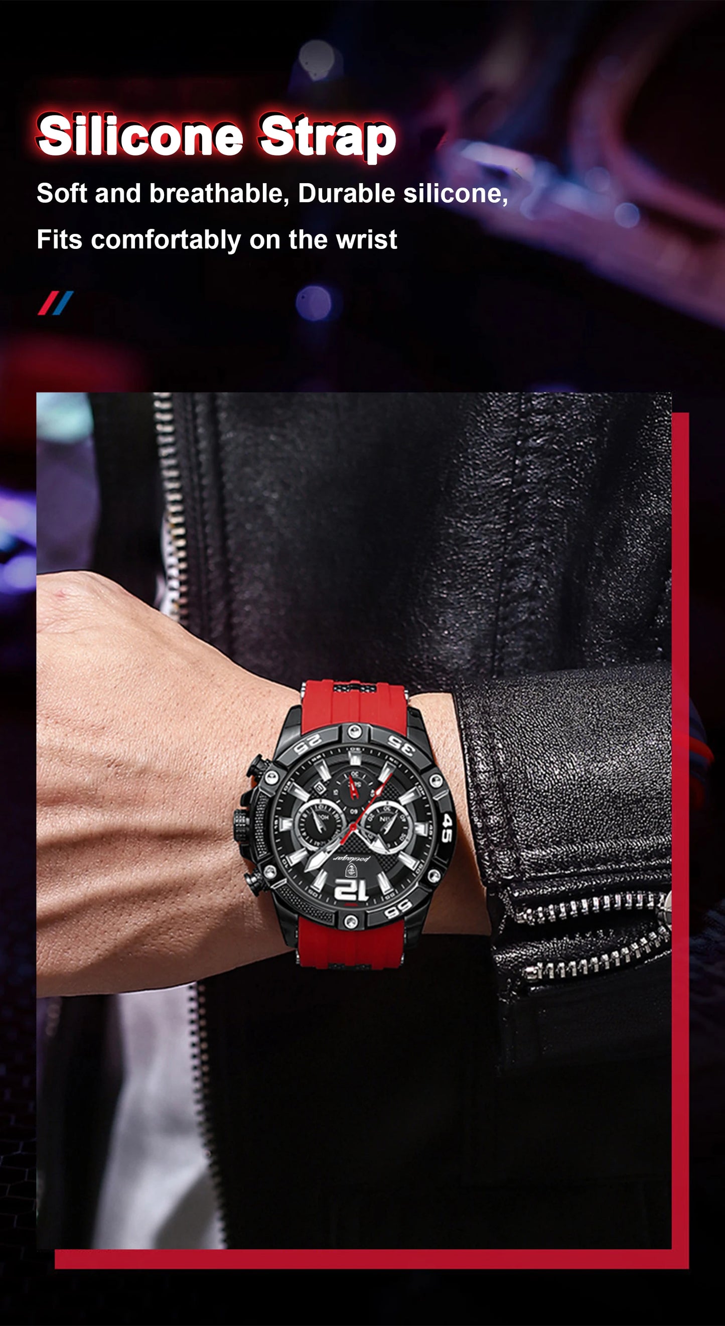 Excellence Luxury Man Wristwatch Sport Chronograph Waterproof Luminous Date Watches for Men Casual Quartz Silicone Men Watch