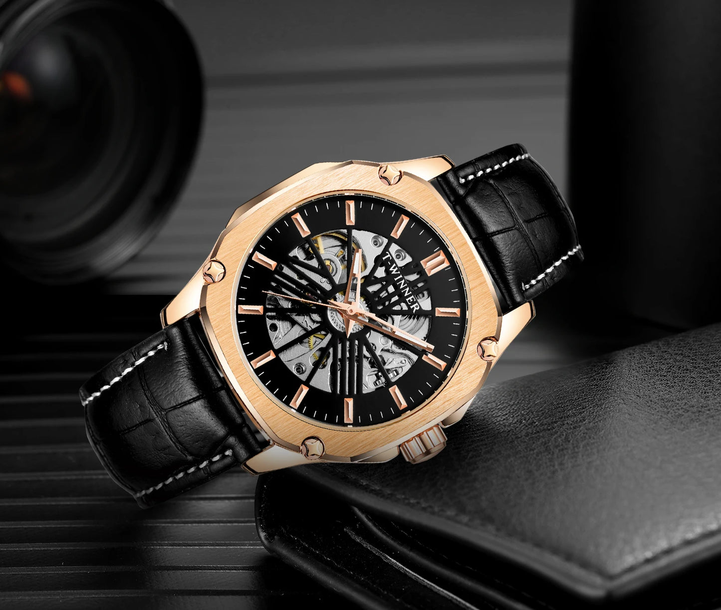 Excellence Replica Watch Fashion Classics Skeleton Mechanical Automatic Watches for men Vintage Bronze Wrist Men Watch