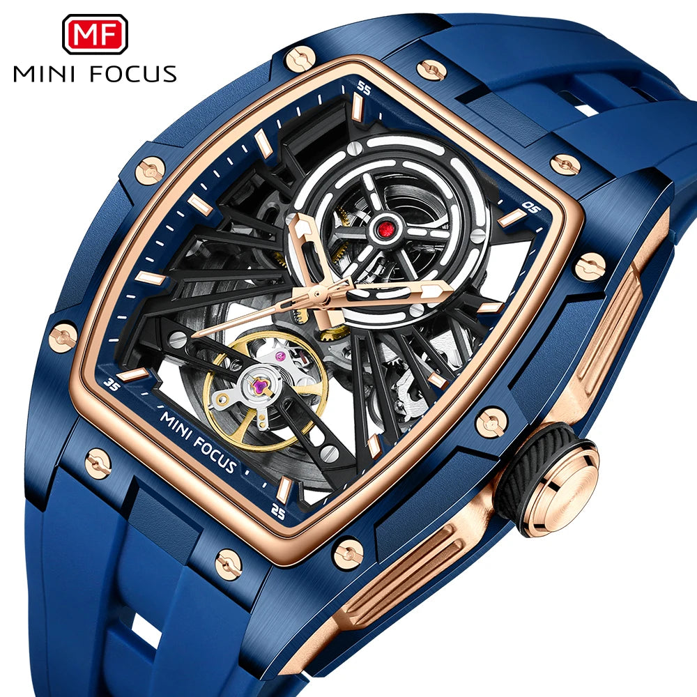 Excellence Fashion Tourbillon Skeleton Automatic Mechanical Watch for Men Luminous Silicone Strap Sports Waterproof Watches 2024