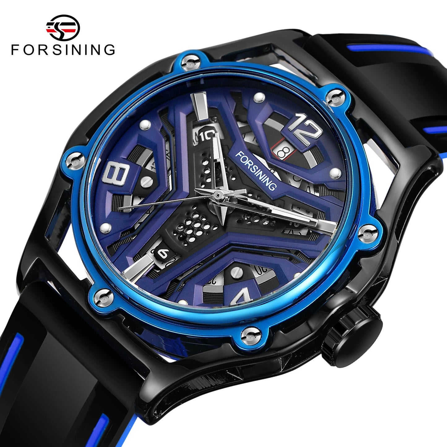 Excellence Genuine High End Luxury Hollow Skeleton Automatic Mechanical  Men's Watch Waterproof Sports Rubber Band Wrist Watches