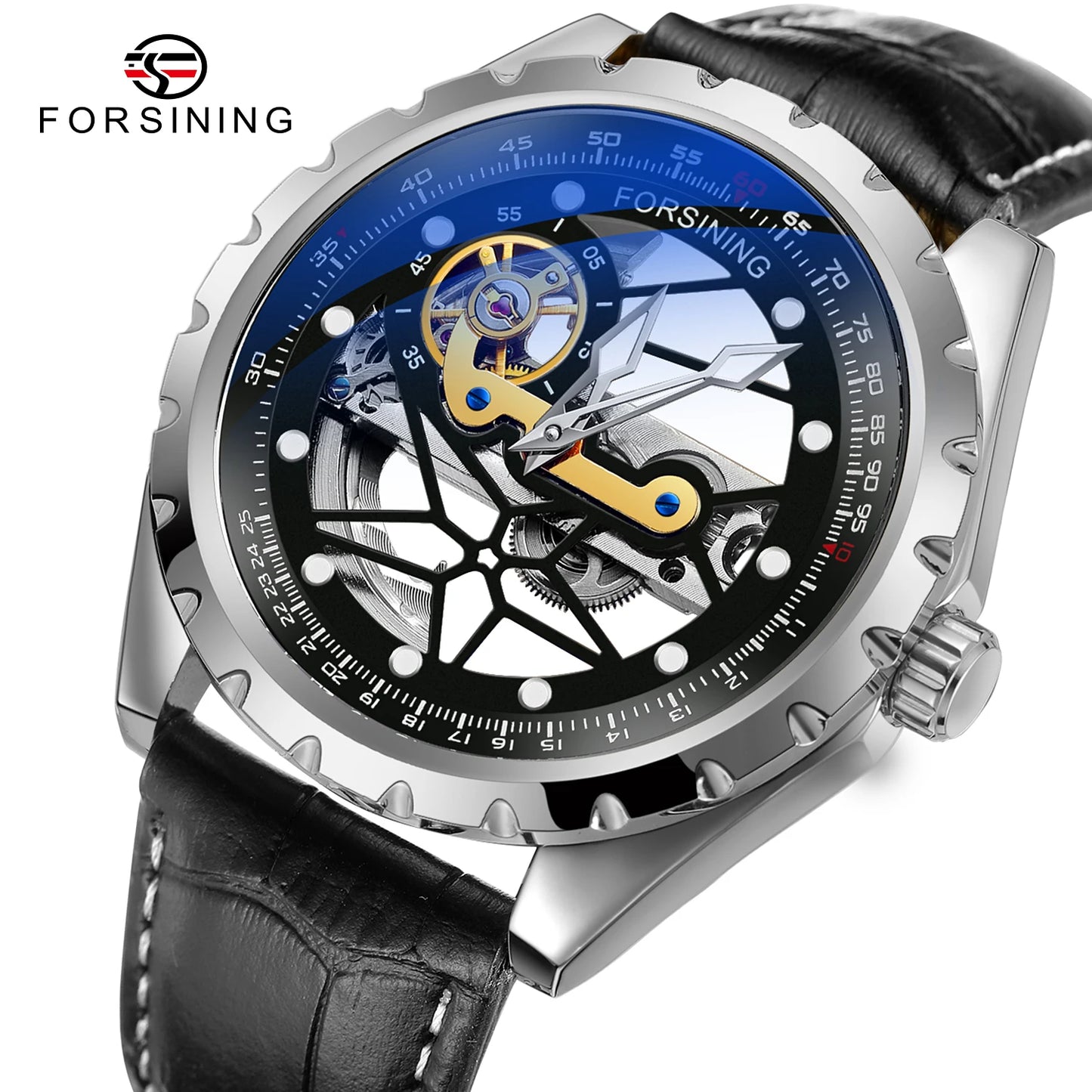 Excellence New Luxury Stainless Steel Skeleton Tourbillon Automatic Movement Man Watch Mechanical  Waterproof Luminous Male Wrist Watch