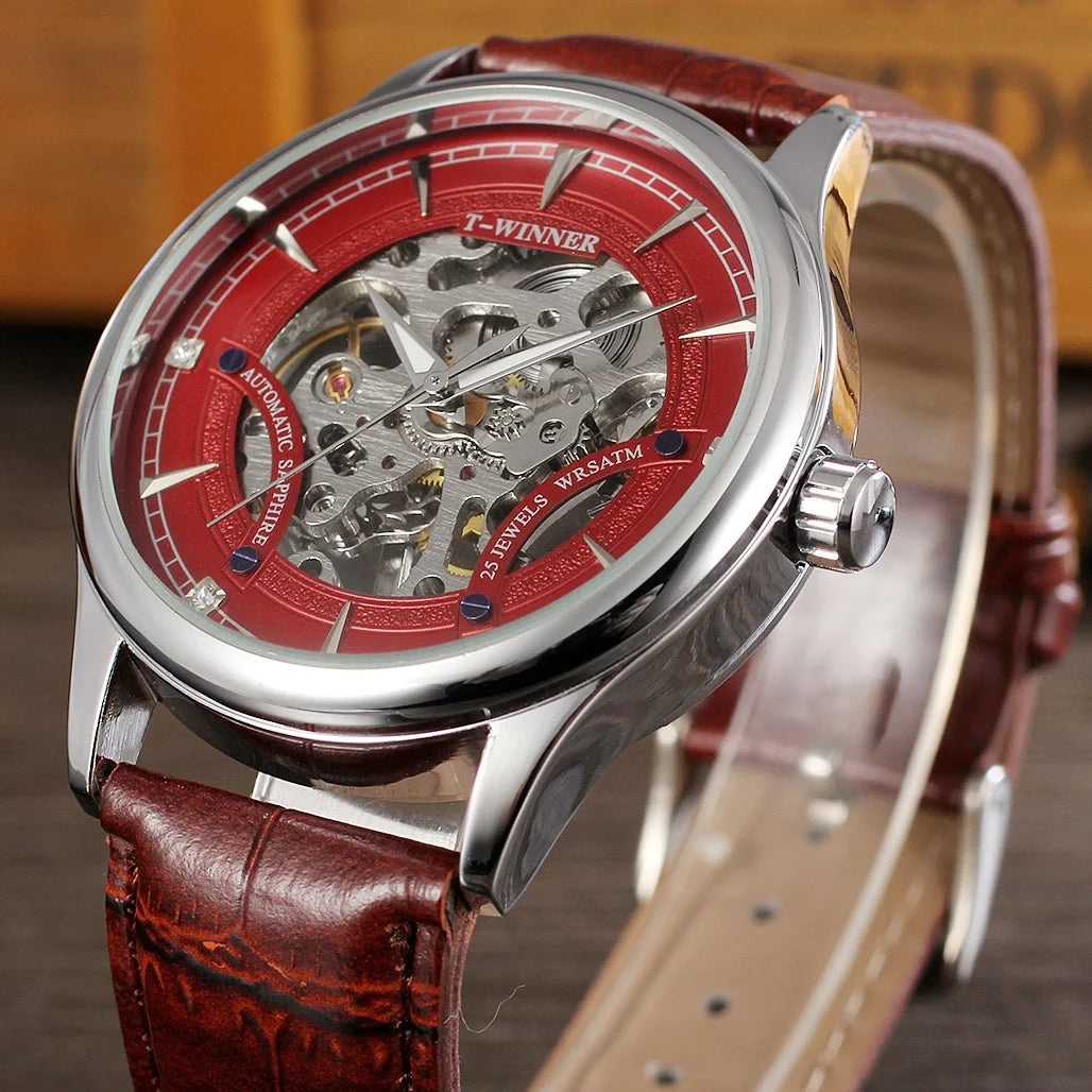 Excellence Original Replica Watch Red Transparent Skeleton Mechanical Wrist watches for men Fancy And Stylish