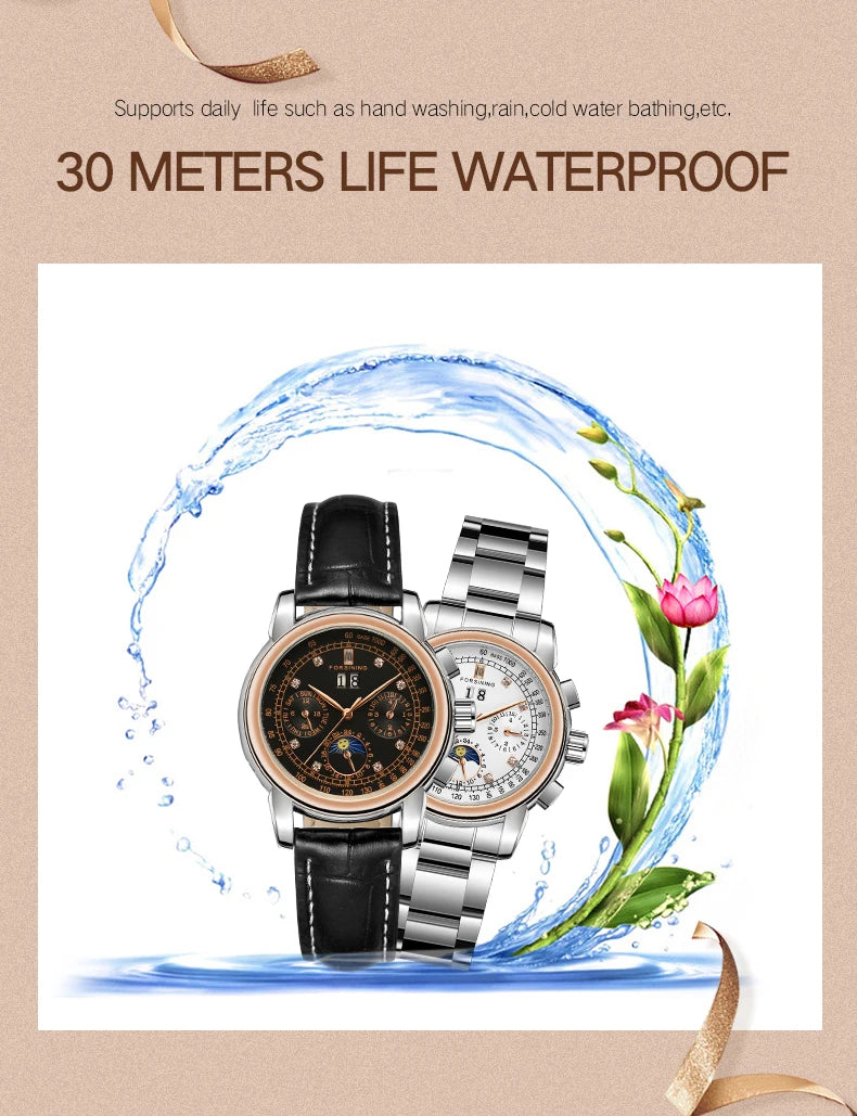 Excellence Women Automatic Mechanical Fashion Luxury Wrist Watches Ladies Diamond Moon Phase Multifunctional.