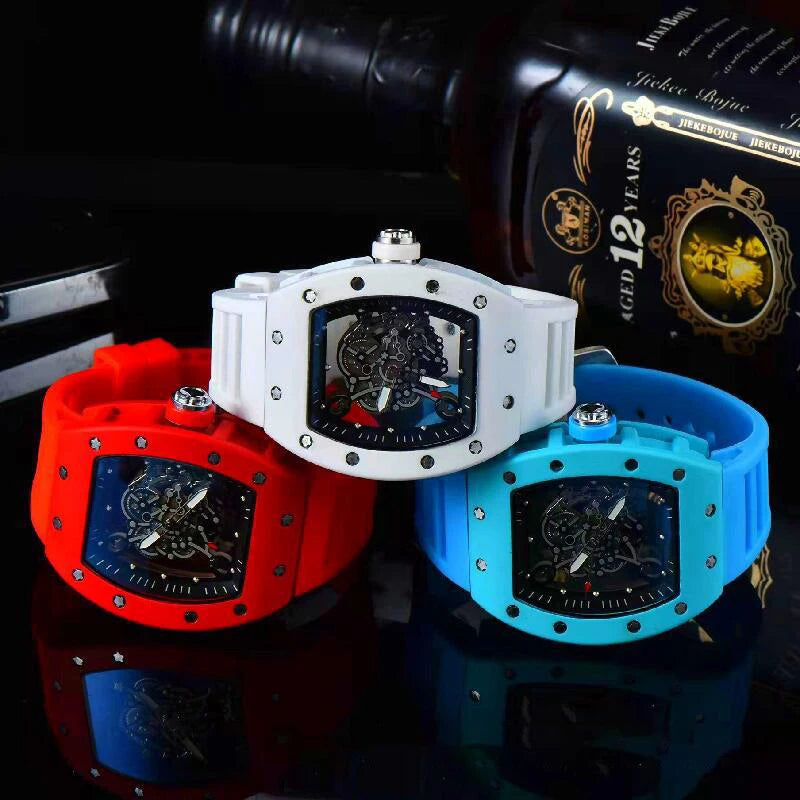 Excellence New fashionable casual men's watch with transparent bottom and double-sided hollow quartz watch