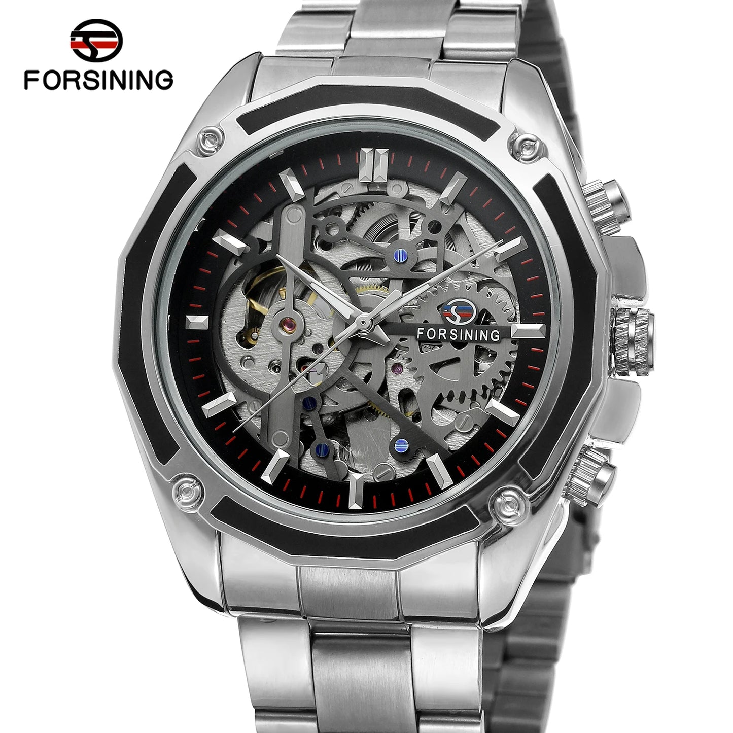 Excellence Stainless Steel Skeleton Mechanical Watch Male Automatic Movement Man Wrist Watches Waterproof High End Luxury watch