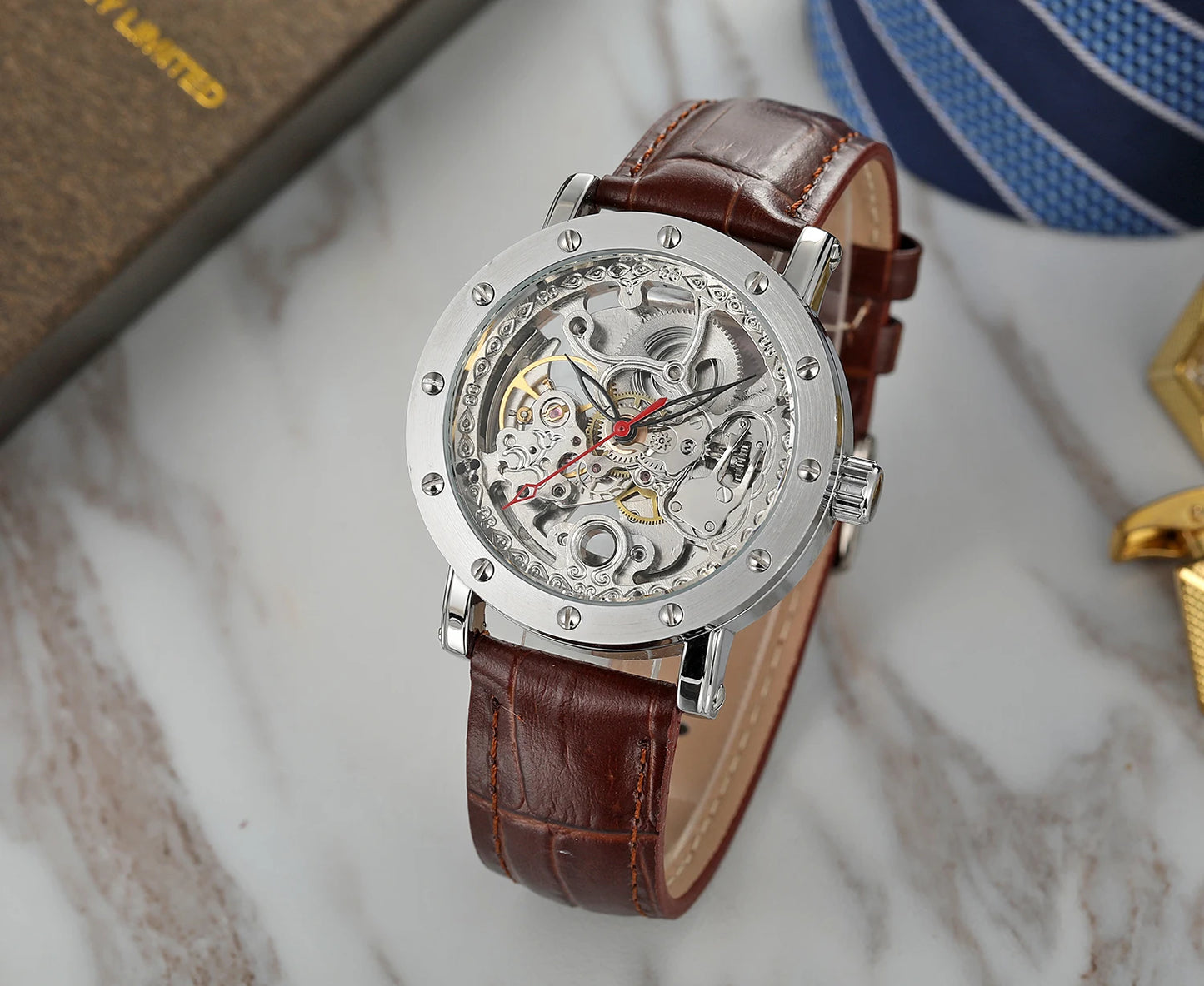 Excellence High Quality  men's watches Top Brand Luxury Hollow Skeleton Mechanical Automatic wristwatch  automatic