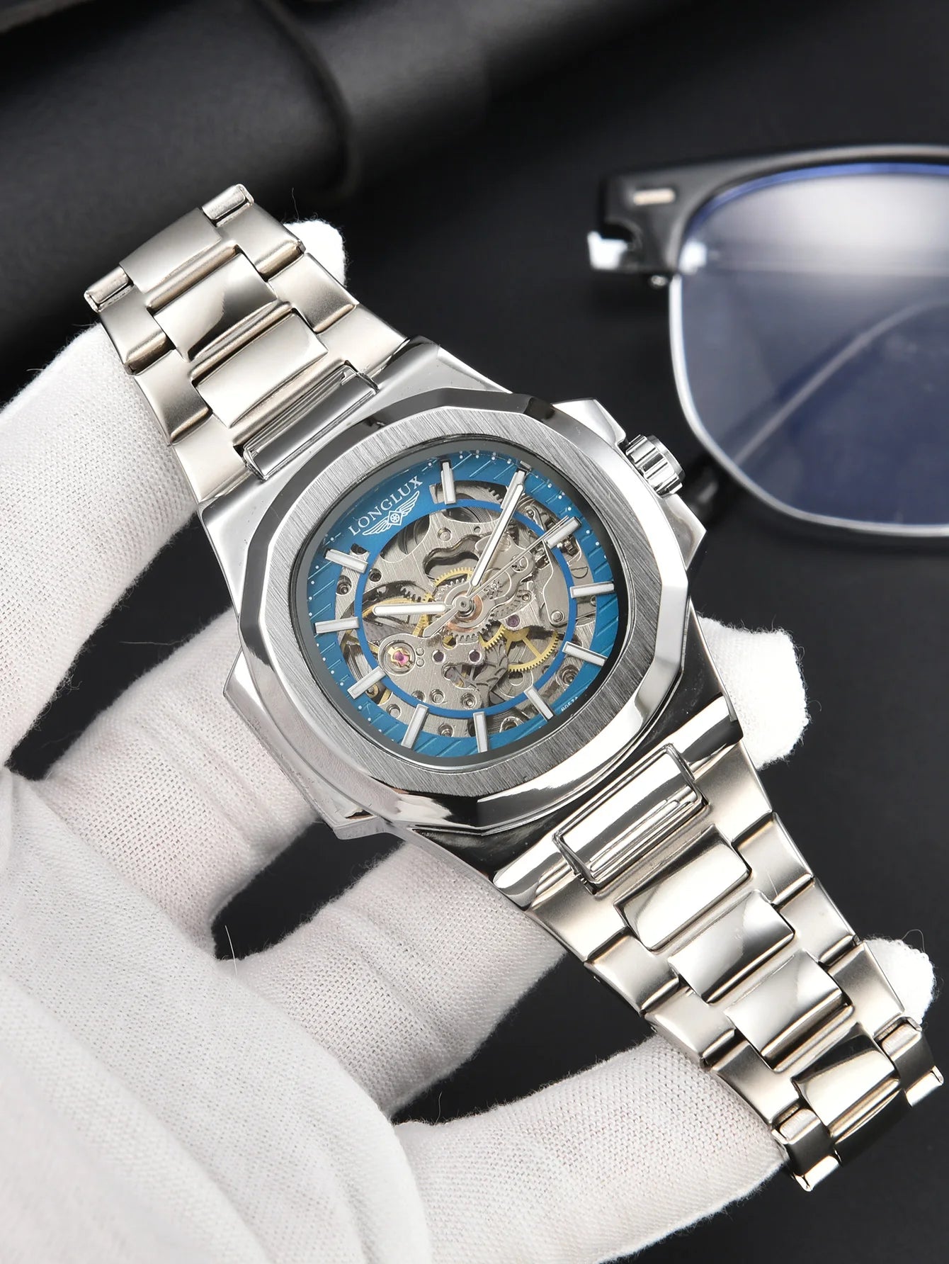 Excellence automatic watch luxury wholesale mechanical wristwatches stainless steel skeleton waterproof  men's watch