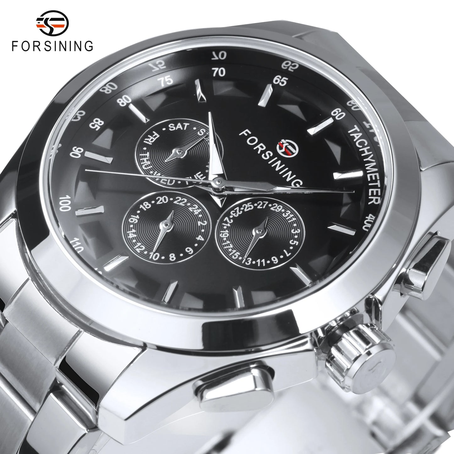 Excellence  Sports Men's Watch Multifunction Automatic Mechanical Watches Luminous Hands Stainless Steel Band Military Wristwatch