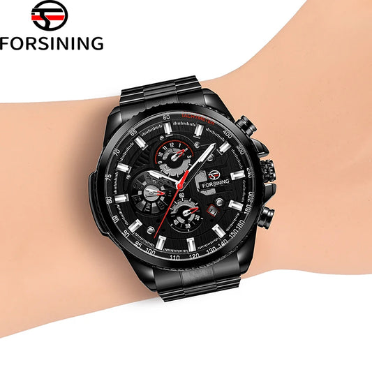 Excellence Original Stainless Steel Men Mechanical Automatic Wrist Watches Luxury Military Sport Men watch with date and day