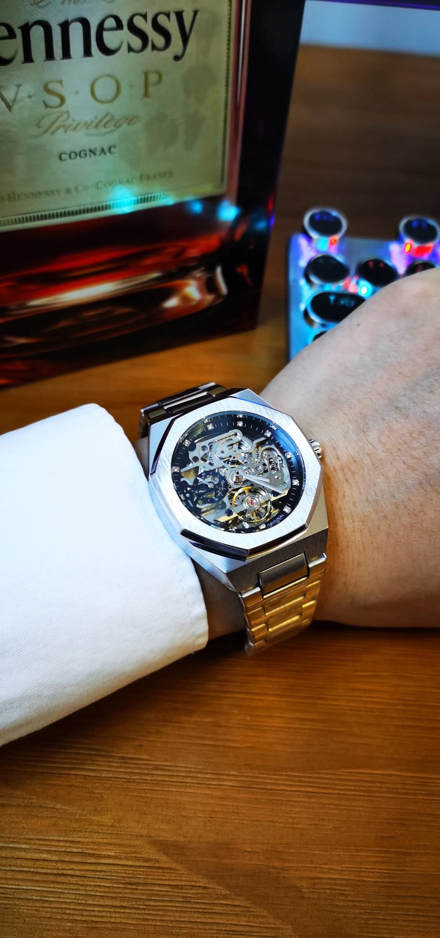 Excellence Casual Automatic Mechanical Watch for Men Luminous Hands Stainless Steel Strap Fashion Luxury Skeleton Men's Watches