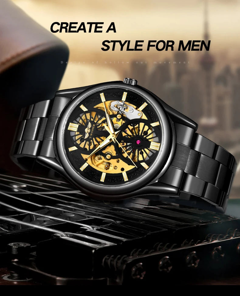 Excellence New Design Winner Original Wrist Watches Luminous Transparent Skeleton Automatic clockwork Luxury automatic