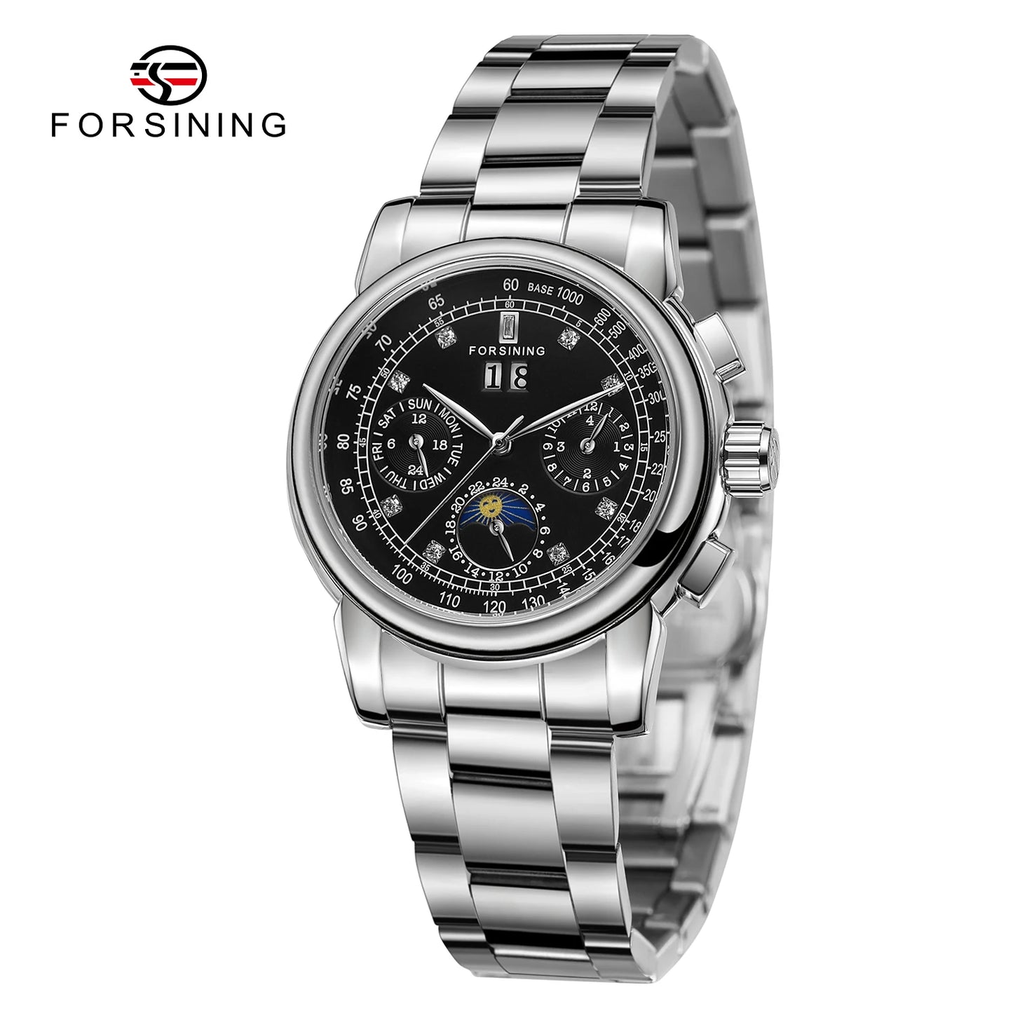 Excellence Women Automatic Mechanical Fashion Luxury Wrist Watches Ladies Diamond Moon Phase Multifunctional.