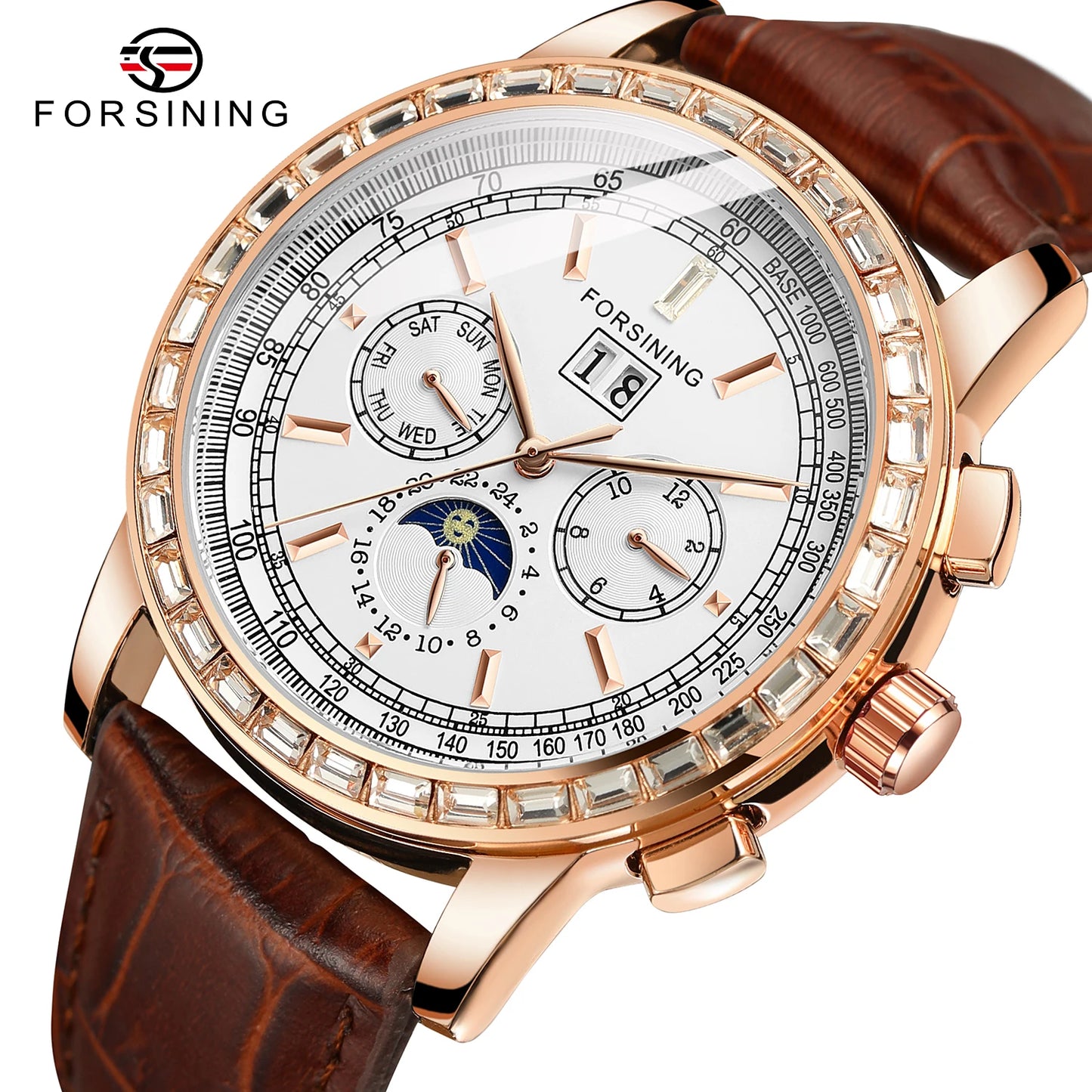 Excellence Big Diamond Dial Moon Phase Automatic Watch For Man and Woman Couple Mechanical Waterproof High-End Luxury Watch