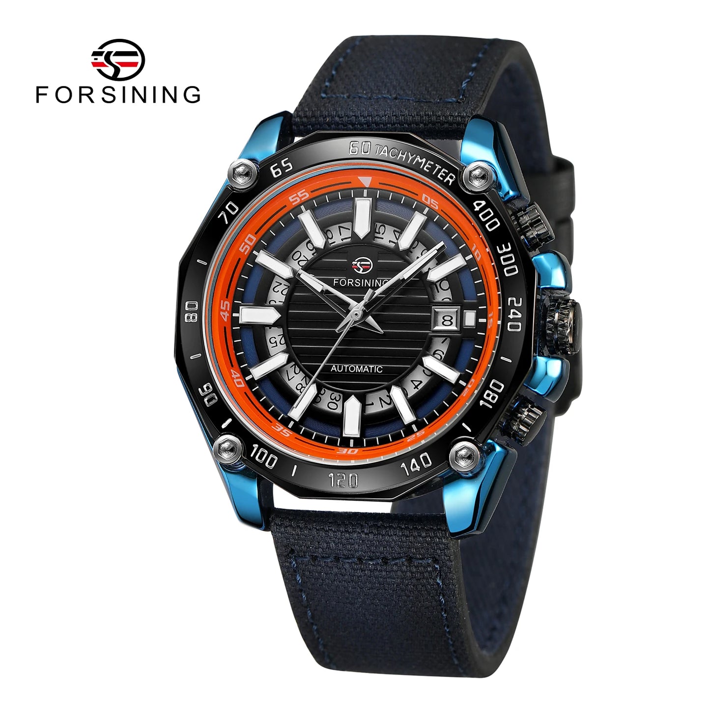 Excellence Design Timed Lap Men Automatic Mechanical Fabric Strap Watches Men Luxury  Waterproof Watch Luminous Hands