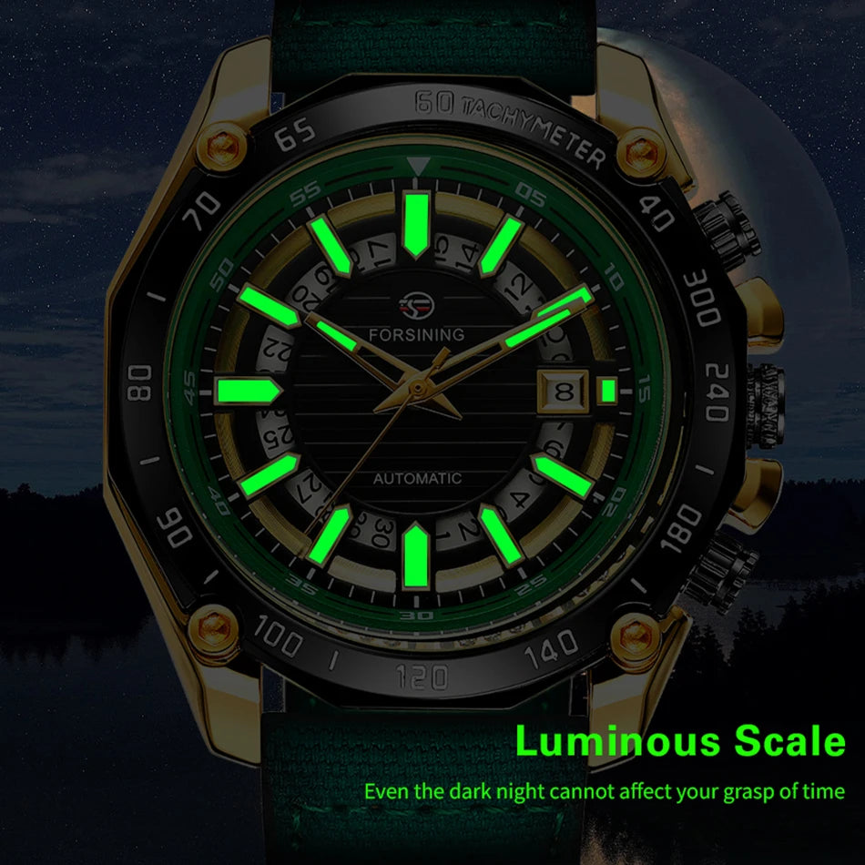 Excellence Design Timed Lap Men Automatic Mechanical Fabric Strap Watches Men Luxury  Waterproof Watch Luminous Hands