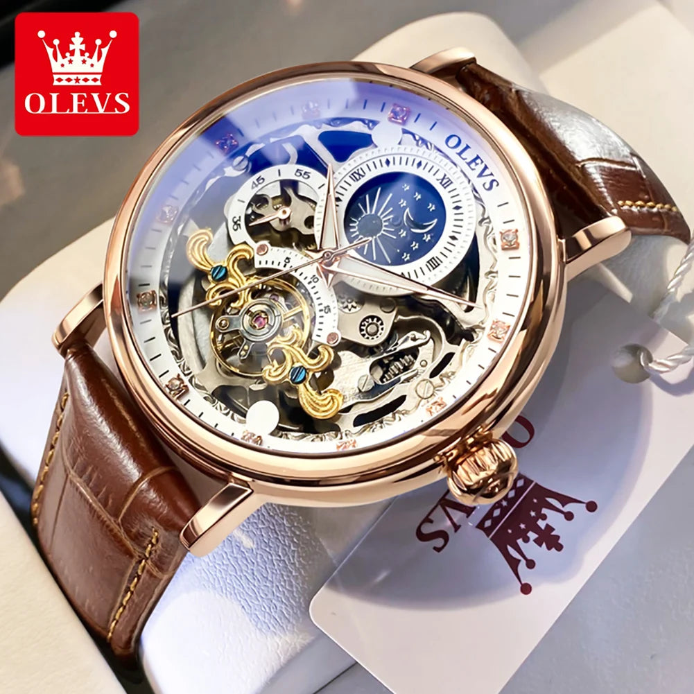 Excellence Skeleton Watches Mechanical Automatic Watch Men Tourbillon Sport Clock Casual Business Moon Wrist Watch