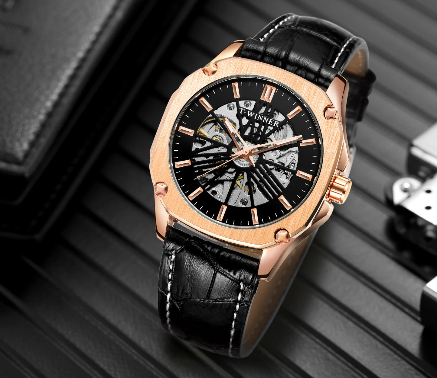 Excellence Replica Watch Fashion Classics Skeleton Mechanical Automatic Watches for men Vintage Bronze Wrist Men Watch