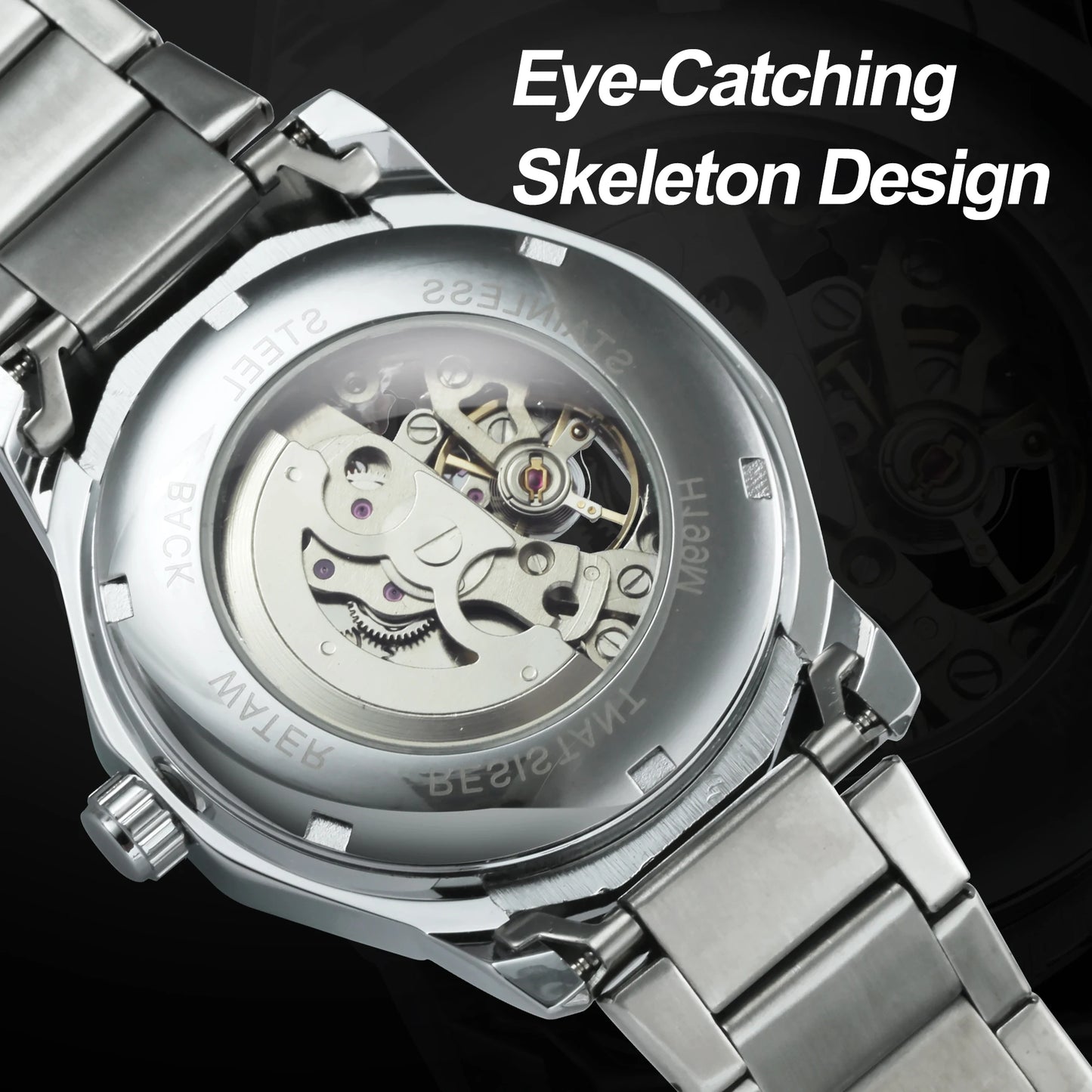 Excellence Classic Business Irregular Skeleton Mechanical Watches Luminous Hands Steel Leather Strap Luxury Automatic Men Watch 2024