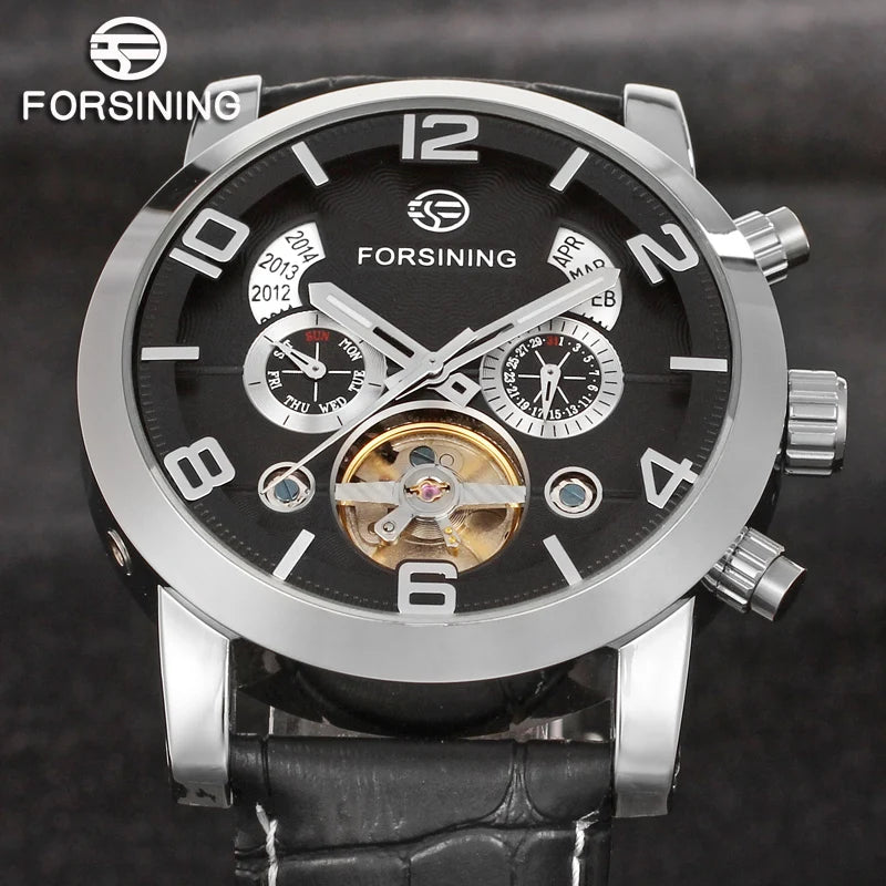 Excellence Fashion Mechanical Male Wristwatches Tourbillon Waterproof Leather Strap Regulator Watches With Perpetual Calendar