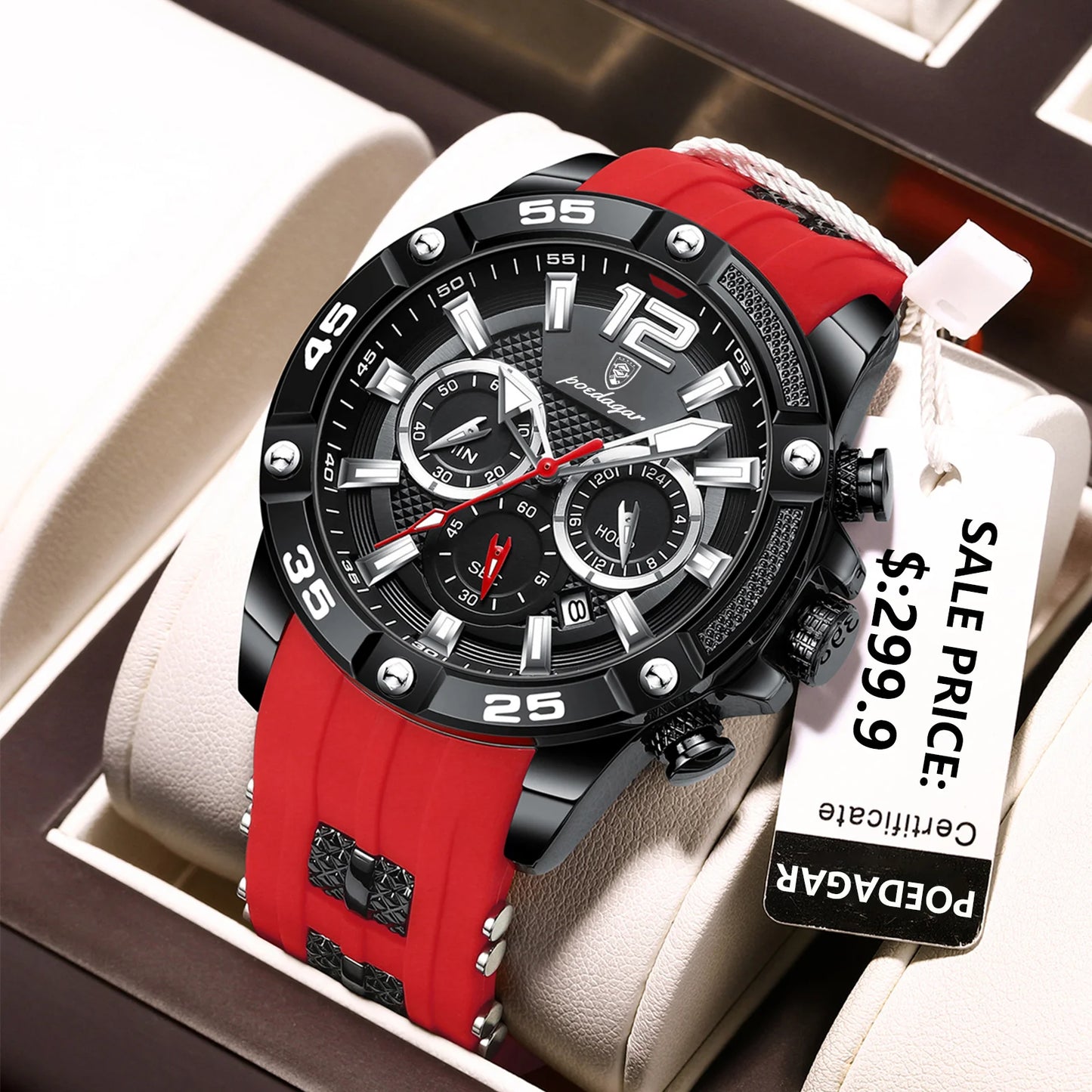 Excellence Luxury Man Wristwatch Sport Chronograph Waterproof Luminous Date Watches for Men Casual Quartz Silicone Men Watch