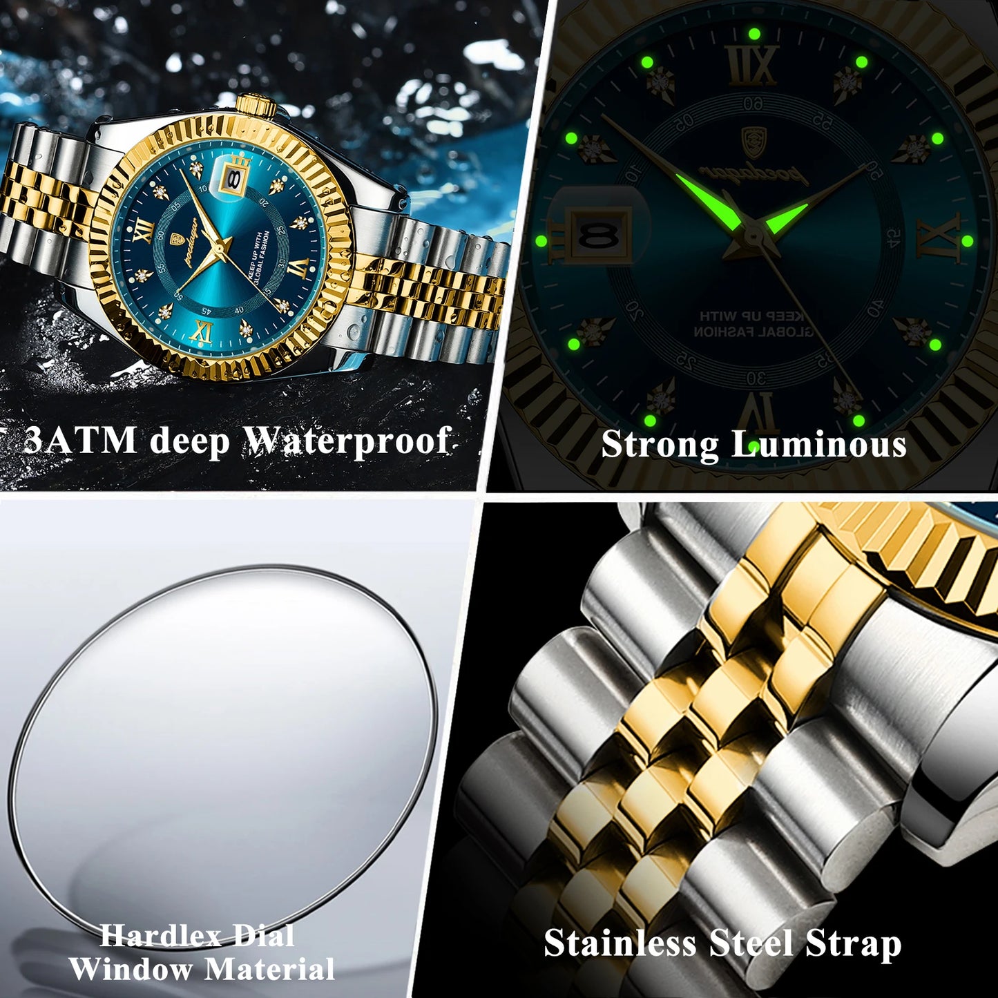 Excellence Luxury Sport Wrist Watch For Man Waterproof Luminous Date Men Watch Quartz Stainless Steel Men's Watch