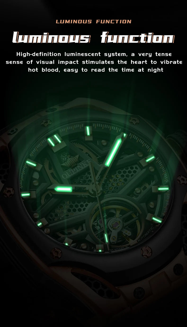 Excellence Men's Watches Full Skeleton 50ATM Waterproof Luminous Automatic Mechanical Watch