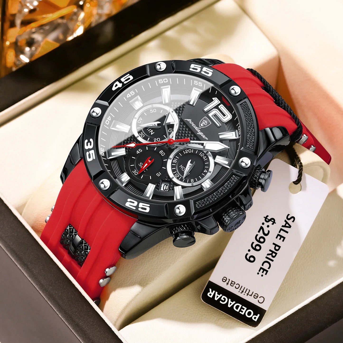 Excellence Luxury Man Wristwatch Sport Chronograph Waterproof Luminous Date Watches for Men Casual Quartz Silicone Men Watch